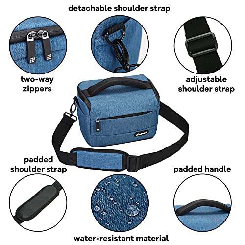 G-raphy Bolsa para Cámaras DSLR Lente y Accesorios Bolso Bandolera Bolsa de Mensajero Mochila de Hombro Hombres Fundas para Cámara de Fotos Profesional (Azul)