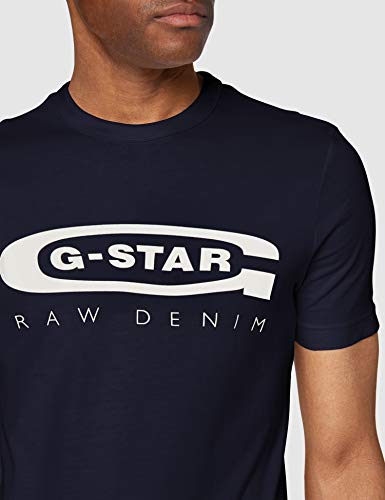 G-STAR RAW Graphic Logo 4 Camiseta, Azul, Medium (Talla del fabricante:) para Hombre