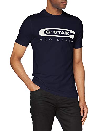 G-STAR RAW Graphic Logo 4 Camiseta, Azul, Medium (Talla del fabricante:) para Hombre