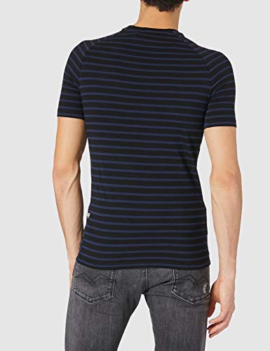 G-STAR RAW Korpaz Stripe Graphic Slim Camiseta, Sartho C339-9976-Casco de esquí, Color Azul y Negro, S para Hombre