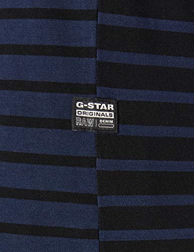 G-STAR RAW Korpaz Stripe Graphic Slim Camiseta, Sartho C339-9976-Casco de esquí, Color Azul y Negro, S para Hombre