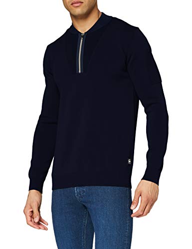 G-STAR RAW Sleeve Pocket Half Zip Chaleco de Sudadera, Sartho C707-8926-Casco de Esquí, Color Azul Y Negro, M para Hombre