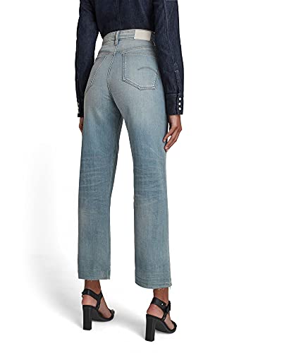 G-STAR RAW Tedie Ultra High Waist Straight Jeans, Sun Faded B767-b164-Casco de Esquí, Color Azul, 25W/ L32 para Mujer