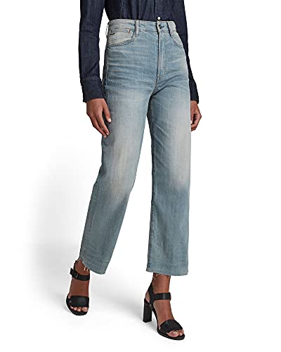 G-STAR RAW Tedie Ultra High Waist Straight Jeans, Sun Faded B767-b164-Casco de Esquí, Color Azul, 25W/ L32 para Mujer