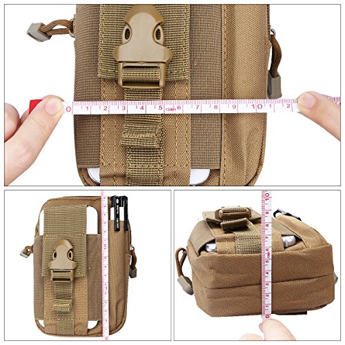 G4Free Bolsa táctica Molle compacta EDC utilidad Gadget Cintura Molle Pack CCW Fanny Pack con funda para teléfono celular para correr, ciclismo, senderismo, camping, escalada (Tan B)