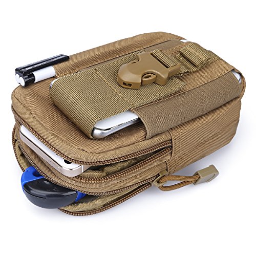 G4Free Bolsa táctica Molle compacta EDC utilidad Gadget Cintura Molle Pack CCW Fanny Pack con funda para teléfono celular para correr, ciclismo, senderismo, camping, escalada (Tan B)