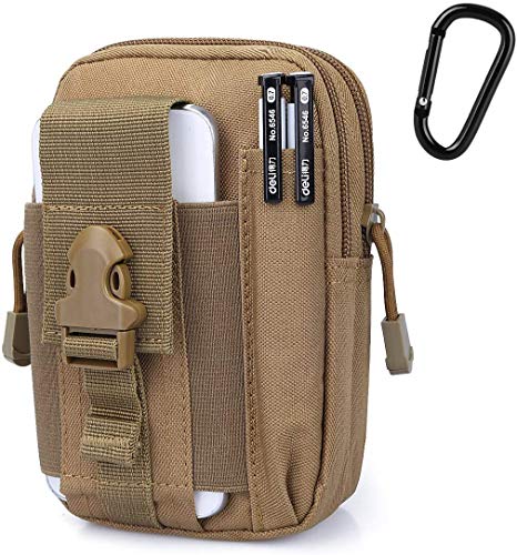 G4Free Bolsa táctica Molle compacta EDC utilidad Gadget Cintura Molle Pack CCW Fanny Pack con funda para teléfono celular para correr, ciclismo, senderismo, camping, escalada (Tan B)