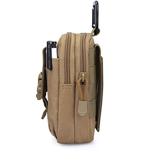 G4Free Bolsa táctica Molle compacta EDC utilidad Gadget Cintura Molle Pack CCW Fanny Pack con funda para teléfono celular para correr, ciclismo, senderismo, camping, escalada (Tan B)