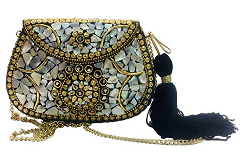 Gannu Bolsa de fiesta para mujer Boda Caja de embrague para mujer Shell bolso de embrague MOP bolsa monedero de metal bolso de la honda bolsa nupcial bolsas de fiesta de las mujeres