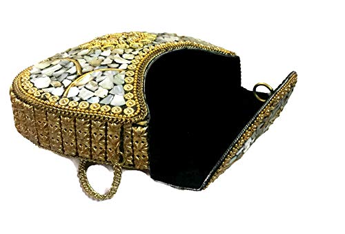 Gannu Bolsa de fiesta para mujer Boda Caja de embrague para mujer Shell bolso de embrague MOP bolsa monedero de metal bolso de la honda bolsa nupcial bolsas de fiesta de las mujeres