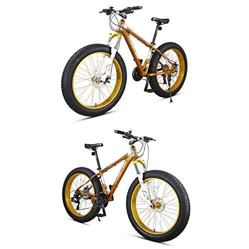 GAOTTINGSD Bicicleta de montaña Bicicletas Fat Tire Bike MTB Camino de la Bicicleta Adulto Agua Motos de Nieve Bicicletas for Hombres Mujeres (Color : Gold)