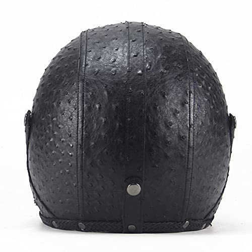 GAOZHE Cascos Jet Cascos de Moto Adultos Hombres, Cuero de PU Cascos 3/4 Cascos Vintage Motocicleta 3/4 Jet Half Casco y Máscara, Cruiser Chopper Scooter, ECE Aprobado