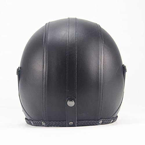 GAOZHE Cascos Jet Cascos de Moto Adultos Hombres, Cuero de PU Cascos 3/4 Cascos Vintage Motocicleta 3/4 Jet Half Casco y Máscara, Cruiser Chopper Scooter, ECE Aprobado