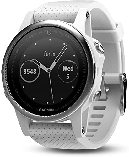 Garmin 010-01685-00 Fenix ​​5S Multi Sport Reloj GPS con navegación al aire libre y muñeca basierter ritmo cardíaco plata, pulsera blanca (renovado)