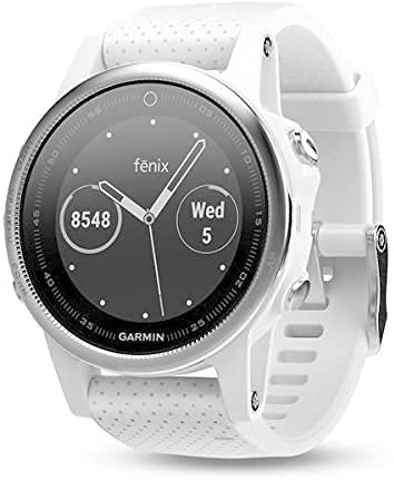 Garmin 010-01685-00 Fenix ​​5S Multi Sport Reloj GPS con navegación al aire libre y muñeca basierter ritmo cardíaco plata, pulsera blanca (renovado)