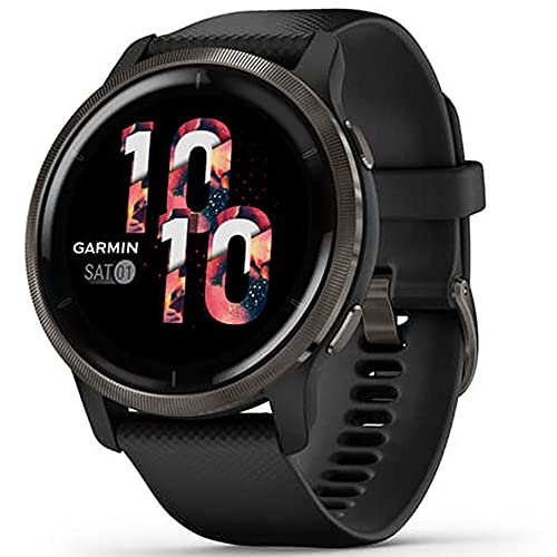 Garmin 010-02430-01 Venu 2S Fitness Smartwatch Slate Bezel with Black Silicone Band Bundle with Tech Smart USA Fitness & Wellness Suite and 1 Year Extended Protection Plan