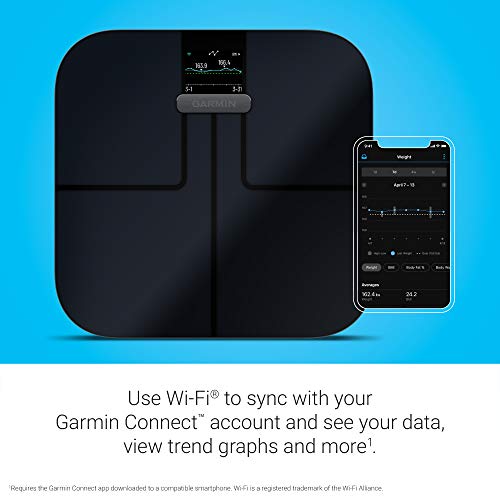 Garmin Index S2 - Báscula de baño Inteligente, Wi-Fi, Negra