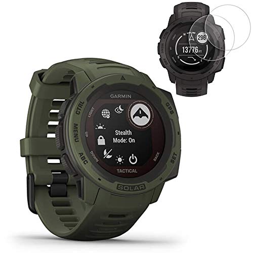 Garmin Instinct Solar Smartwatch Tactical Edition(010-02293-14) w/ 2X Screen Protectors