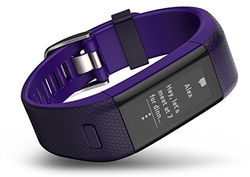 Garmin Vívosmart HR+ - Pulsera de actividad con GPS, color Morado, Regular