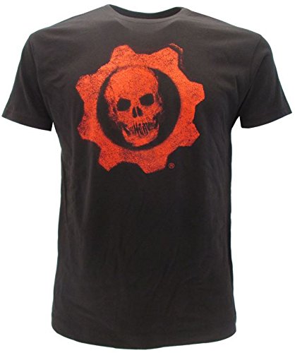 Gears of War Camiseta original de 4 calaveras Classic Cog Logo marca negra con etiqueta y etiqueta de originalidad camiseta Negro X-Small