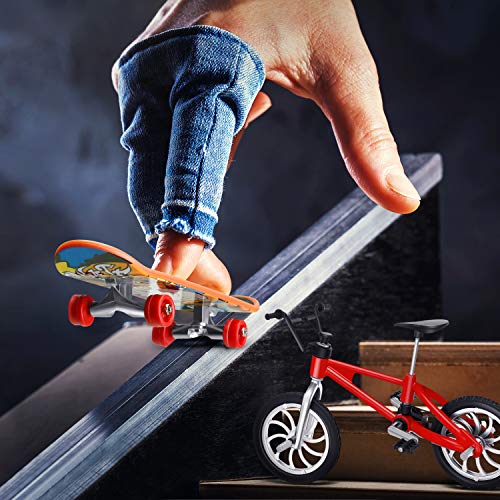 Gejoy 14 Piezas Bicicletas Patinetas de Dedo Monopatines Bicicleta de Dedo Favores de Fiesta de Regalo de Cumpleaños Deporte de Dedo Mini para Niñas y Niños