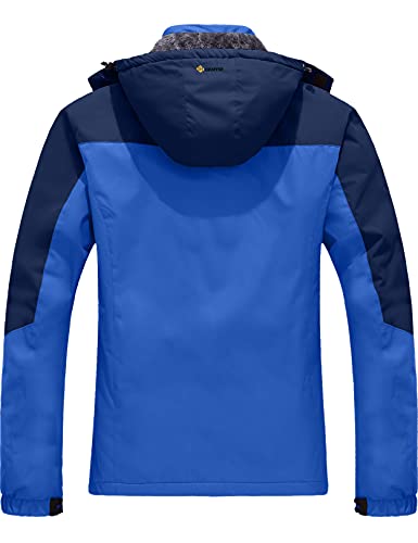 GEMYSE Chaqueta de Esquí Impermeable de Montaña para Hombre Abrigo de Invierno de Lana Antiviento con Capucha (Azul Marino,M)