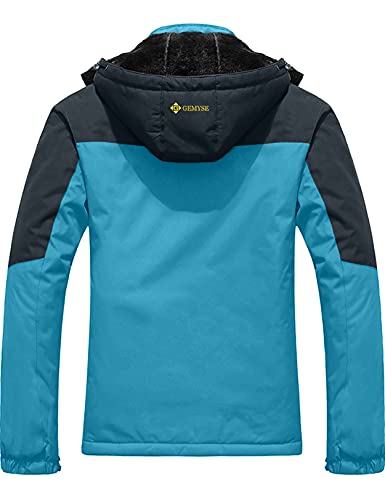 GEMYSE Chaqueta de Esquí Impermeable de Montaña para Mujer Abrigo de Invierno de Lana Antiviento con Capucha (Gris Azul Claro 01,S)