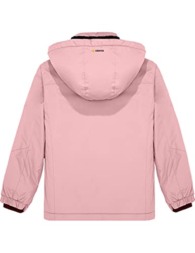 GEMYSE Chaqueta de Esquí Impermeable de Montaña para Niñas Abrigo de Invierno de Lana Antiviento con Capucha (Rosa,10/12)