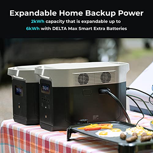 Generador de energía portátil EcoFlow DELTA Max de 2016 Wh, generador solarcon 4 salidas de CA de 2400 W (sobretensión de 4600 W) para uso en exteriores, viajes y acampada en autocaravana