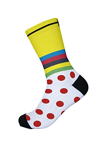 Generico Calcetines de Ciclismo Caña Alta Unisex, Transpirables para Invierno y verano. Tallas para hombre y mujer. Calidad profesional con Diseño Original estampado.… (36-39)