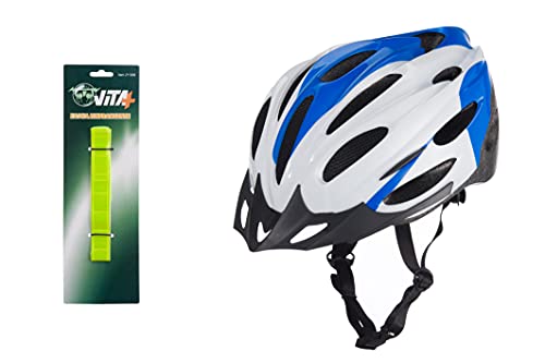 Generico Conor'shop - Kit de casco para bicicleta de montaña, tamaño L, 58 – 60 cm, casco MTB certificado CE, casco de carrera, casco MTB Enduro + banda reflectante
