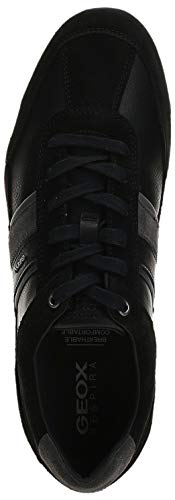 Geox U Wells C - Zapatillas Hombre, Negro (Black Dk Jeans), 39 EU, Par