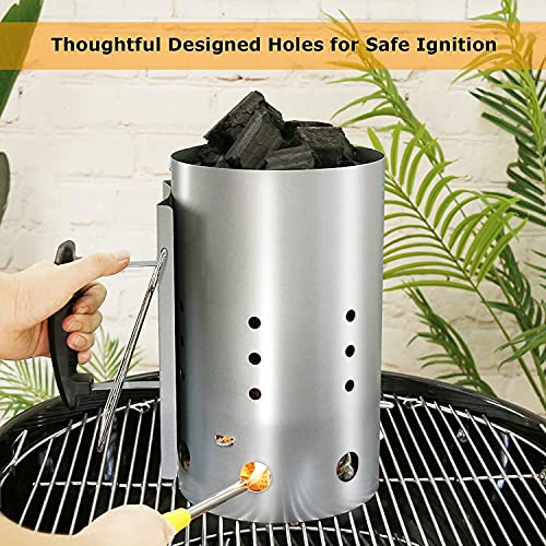 GFTIME Arrancador de Chimenea Carbón briquetas de combustión con Mango de Seguridad para Weber 7416, Encendedor de carbón de 30 x19 cm de Inicio rápido para Acampar y Asar a la Parrilla, 20 Minutos