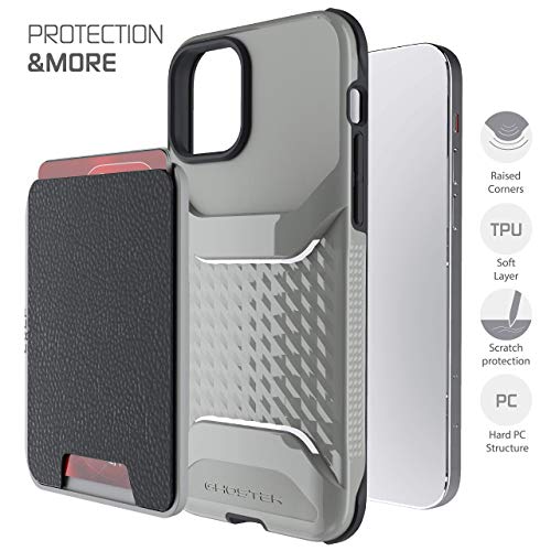 Ghostek Exec Magnetic Wallet Designed for iPhone 12 Case and iPhone12 Pro Cardholder Pocket with Built-in Magnet That's Perfect for Car Mounts 2020 iPhone12 5G and iPhone 12 Pro 5G (6.1 Inch) (Gray)