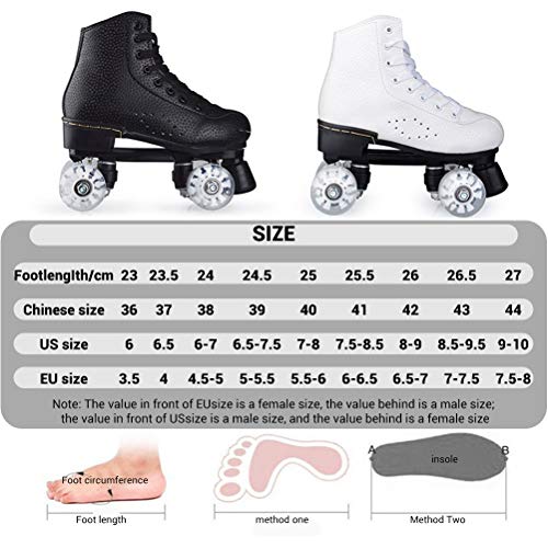 Ghzste Patines de ruedas con luz LED de doble línea, 4 ruedas, dos líneas, patines para adultos, patines clásicos, patines para adultos, color, talla 40 EU