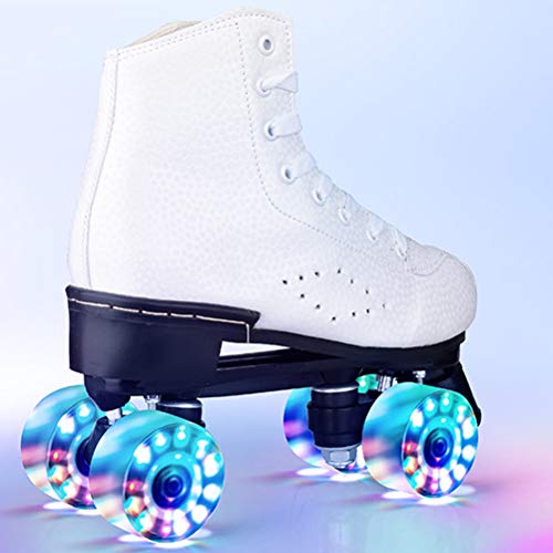 Ghzste Patines de ruedas con luz LED de doble línea, 4 ruedas, dos líneas, patines para adultos, patines clásicos, patines para adultos, color, talla 40 EU