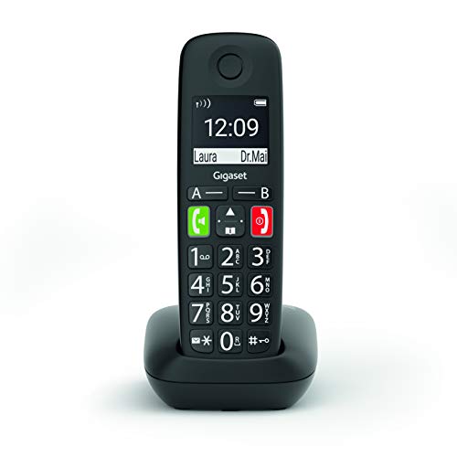 Gigaset E290 - Teléfono Fijo Inalámbrico con Teclas Grandes y Pantalla de Alta Visibilidad, Manos Libres, Compatible con audifonos, 1 Unidad
