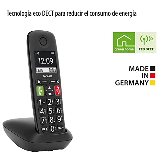 Gigaset E290 - Teléfono Fijo Inalámbrico con Teclas Grandes y Pantalla de Alta Visibilidad, Manos Libres, Compatible con audifonos, 1 Unidad