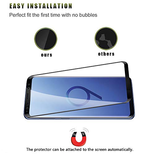 GiiYoon-2 Piezas Protector Pantalla para Samsung Galaxy S9 Cristal Templado, [Cristal Templado 3D Curvo] [Sin Burbujas] [Cobertura Completa] [9H Dureza]Alta Definicion Vidrio Templado