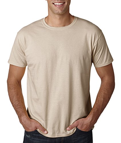 Gildan - Suave básica Camiseta de Manga Corta para Hombre - 100% algodón Gordo (Grande (L)) (Arena)