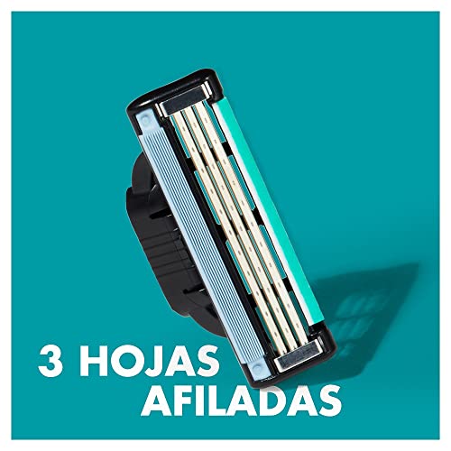 Gillette Mach3 Turbo Cuchillas de recambio para maquinilla de afeitar para hombre, diseñadas con acero de corte preciso para durar 15 afeitados por hoja, 8 unidades