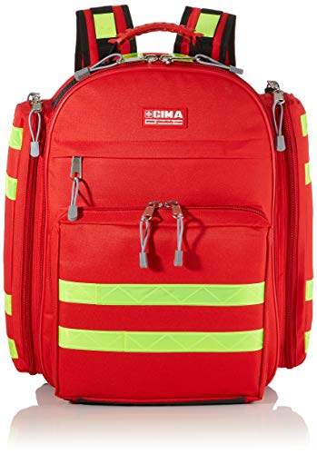 GIMA ref 27170 Mochila"Logic 1" para emergencias sanitarias, poliéster, 40 x 20 x h 47 cm, roja, maleta de primeros auxilios, transportable, con compartimientos internos y externos