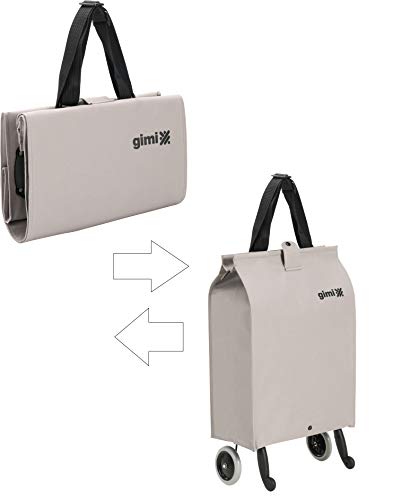 Gimi 157770 Brava Plus - Carro de la compra, con 2 ruedas, bolsa impermeable de poliéster, carro plegable, capacidad de 38 litros, beige, 45 x 30 x 7 cm