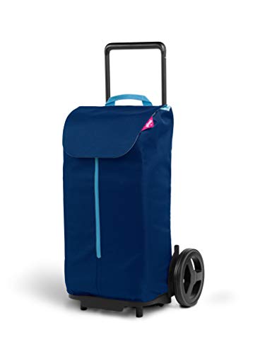 Gimi Komodo Carro de la Compra con Ruedas XXL, Bolsa 100% poliéster Impermeable, Capacidad 50L, 37,9 x 45,3 x 95,6 cm, Acero, Azul, Grande