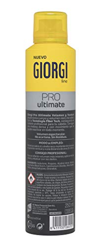 Giorgi Line - Spray Fijador Pro Ultimate Volumen y Textura, Volumen y Cuerpo Acabado Reactivable, Fijación 3 - 250 ml