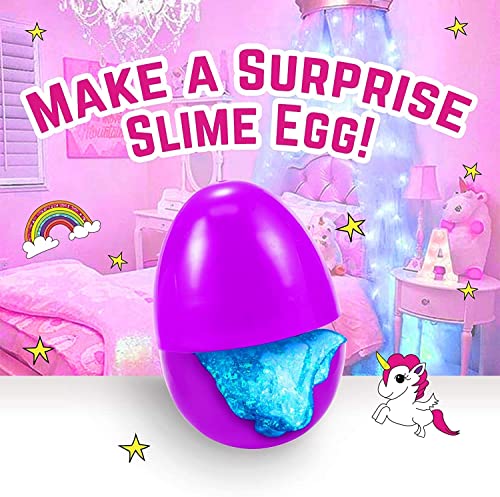 GirlZone Regalos para Niñas - Slime para Niños - Slime Kit Huevo Sorpresa de Fábrica de Slime Unicornio - Unicorn Egg Sparkly Surprise Fluffy Slime Kit 3 a 12 años