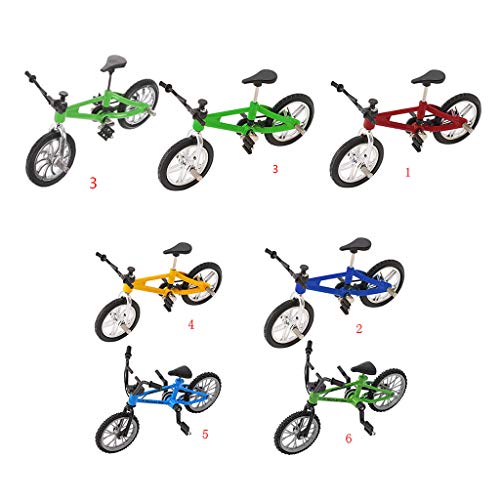 GLASSNOBLE Juego de bicicleta de juguete, aleación de dedo modelo de bicicleta mini MTB BMX Fixie Bike Boys juguete creativo juego regalo amarillo