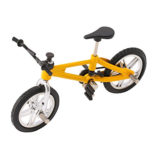 GLASSNOBLE Juego de bicicleta de juguete, aleación de dedo modelo de bicicleta mini MTB BMX Fixie Bike Boys juguete creativo juego regalo amarillo