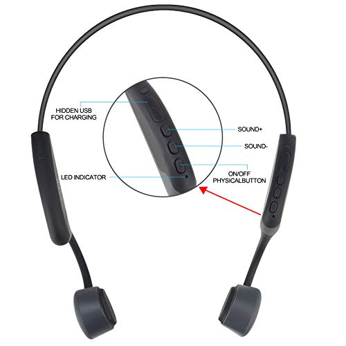 GlobalCrown Auriculares conducción ósea Bluetooth,Inalámbricos Auriculares de conducción ósea de Manos Libres con micrófono para Deportes Ciclismo Correr Gimnasio (5 Horas de Tiempo de reproducción)