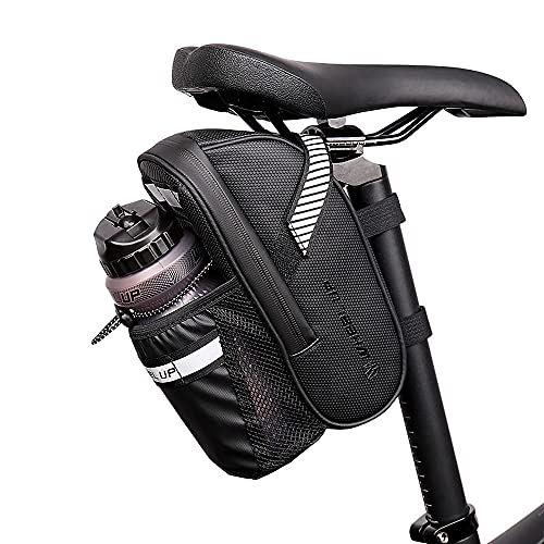 Gobesty Bolsa Sillín Alforja Asiento de Bicicleta, MTB Bolsa de Bicicleta Impermeable, Bolsa de Marco Reflectante, Accesorios de Bicicleta, Bolsa de Sillín de Bicicleta, Portavasos de Bicicleta